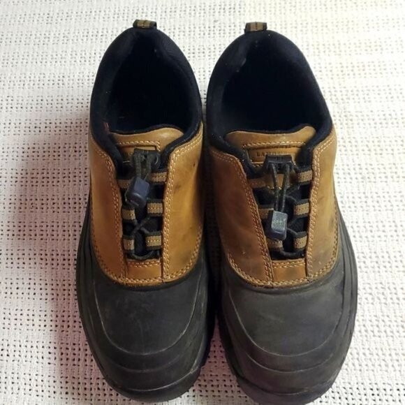 Lands' End Sz. 8 Waterproof Brown Leather Cinched Closure Duck Boots - Picture 1 of 10